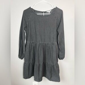 Beach Lunch Lounge Lidia Tiered Shirt Dress Black Long Sleeve Women's Size Small